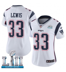 Women's Nike New England Patriots #33 Dion Lewis White Vapor Untouchable Limited Player Super Bowl LII NFL Jersey