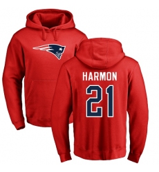 NFL Nike New England Patriots #21 Duron Harmon Red Name & Number Logo Pullover Hoodie