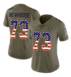 Women's Nike Oakland Raiders #73 Marshall Newhouse Limited Olive/USA Flag 2017 Salute to Service NFL Jersey