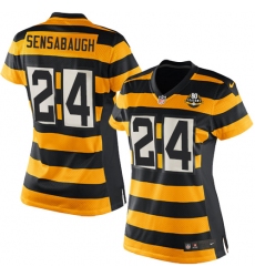 Women's Nike Pittsburgh Steelers #24 Coty Sensabaugh Elite Yellow/Black Alternate 80TH Anniversary Throwback NFL Jersey