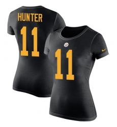 Women's Nike Pittsburgh Steelers #11 Justin Hunter Black Rush Pride Name & Number T-Shirt