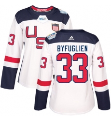 Women's Adidas Team USA #33 Dustin Byfuglien Authentic White Home 2016 World Cup Hockey Jersey