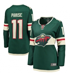 Women's Minnesota Wild #11 Zach Parise Authentic Green Home Fanatics Branded Breakaway NHL Jersey