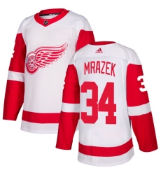 Men's Adidas Detroit Red Wings #34 Petr Mrazek Authentic White Away NHL Jersey