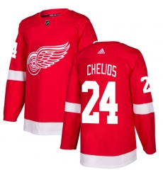 Men's Adidas Detroit Red Wings #24 Chris Chelios Authentic Red Home NHL Jersey