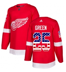 Youth Adidas Detroit Red Wings #25 Mike Green Authentic Red USA Flag Fashion NHL Jersey