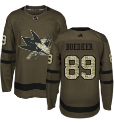 Youth Adidas San Jose Sharks #89 Mikkel Boedker Premier Green Salute to Service NHL Jersey
