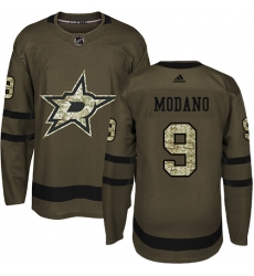 Youth Adidas Dallas Stars #9 Mike Modano Authentic Green Salute to Service NHL Jersey