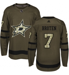 Youth Adidas Dallas Stars #7 Neal Broten Authentic Green Salute to Service NHL Jersey