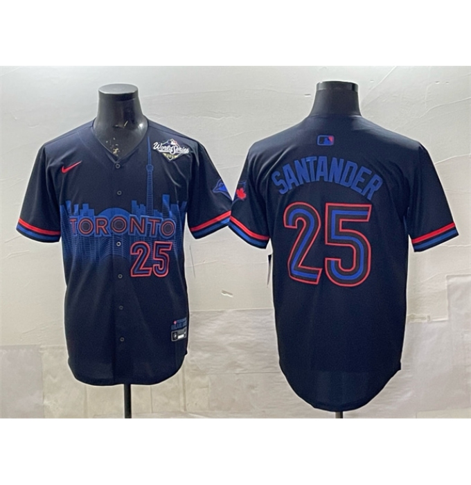 Men's Toronto Blue Jays #25 Anthony Santander Navy 2025 World Series City Connect Limited Stitched Baseball Jersey