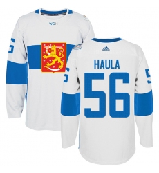 Men's Adidas Team Finland #56 Erik Haula Authentic White Home 2016 World Cup of Hockey Jersey