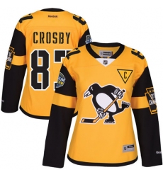 Women's Reebok Pittsburgh Penguins #87 Sidney Crosby Premier Gold 2017 Stadium Series NHL Jersey