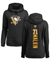 NHL Women's Adidas Pittsburgh Penguins #71 Evgeni Malkin Black Backer Pullover Hoodie