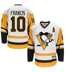 Men's CCM Pittsburgh Penguins #10 Ron Francis Authentic White Throwback NHL Jersey