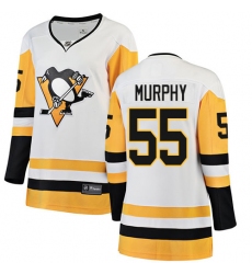 Women's Pittsburgh Penguins #55 Larry Murphy Authentic White Away Fanatics Branded Breakaway NHL Jersey