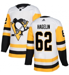 Youth Adidas Pittsburgh Penguins #62 Carl Hagelin Authentic White Away NHL Jersey
