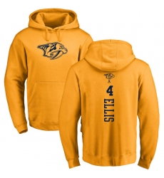 NHL Adidas Nashville Predators #4 Ryan Ellis Gold One Color Backer Pullover Hoodie