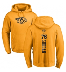 NHL Adidas Nashville Predators #76 P.K Subban Gold One Color Backer Pullover Hoodie