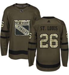 Men's Adidas New York Rangers #26 Martin St. Louis Premier Green Salute to Service NHL Jersey
