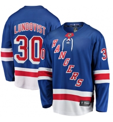 Men's New York Rangers #30 Henrik Lundqvist Fanatics Branded Royal Blue Home Breakaway NHL Jersey