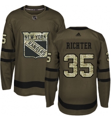 Men's Adidas New York Rangers #35 Mike Richter Premier Green Salute to Service NHL Jersey