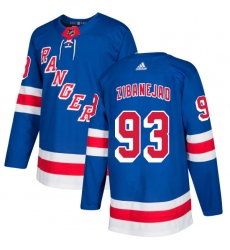 Men's Adidas New York Rangers #93 Mika Zibanejad Authentic Royal Blue Home NHL Jersey