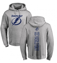 NHL Adidas Tampa Bay Lightning #88 Andrei Vasilevskiy Ash Backer Pullover Hoodie