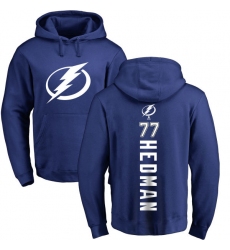 NHL Adidas Tampa Bay Lightning #77 Victor Hedman Royal Blue Backer Pullover Hoodie