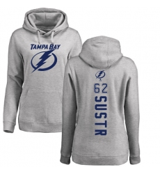 NHL Women's Adidas Tampa Bay Lightning #62 Andrej Sustr Ash Backer Pullover Hoodie