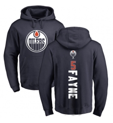 NHL Adidas Edmonton Oilers #5 Mark Fayne Navy Blue Backer Pullover Hoodie