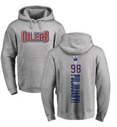 NHL Adidas Edmonton Oilers #98 Jesse Puljujarvi Ash Backer Pullover Hoodie
