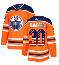Youth Adidas Edmonton Oilers #30 Bill Ranford Authentic Orange USA Flag Fashion NHL Jersey