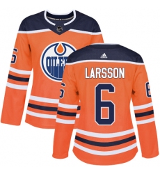 Women's Adidas Edmonton Oilers #6 Adam Larsson Authentic Orange Home NHL Jersey