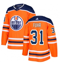 Men's Adidas Edmonton Oilers #31 Grant Fuhr Premier Orange Home NHL Jersey