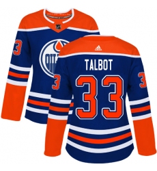 Women's Adidas Edmonton Oilers #33 Cam Talbot Authentic Royal Blue Alternate NHL Jersey