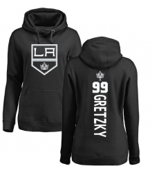 NHL Women's Adidas Los Angeles Kings #99 Wayne Gretzky Black Backer Pullover Hoodie