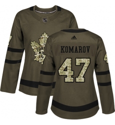 Women's Adidas Toronto Maple Leafs #47 Leo Komarov Authentic Green Salute to Service NHL Jersey