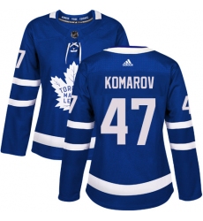Women's Adidas Toronto Maple Leafs #47 Leo Komarov Authentic Royal Blue Home NHL Jersey