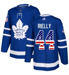 Men's Adidas Toronto Maple Leafs #44 Morgan Rielly Authentic Royal Blue USA Flag Fashion NHL Jersey