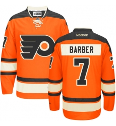 Men's Reebok Philadelphia Flyers #7 Bill Barber Premier Orange New Third NHL Jersey