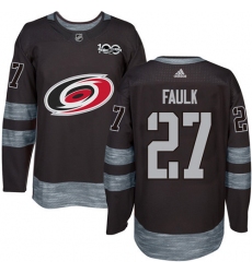 Men's Adidas Carolina Hurricanes #27 Justin Faulk Premier Black 1917-2017 100th Anniversary NHL Jersey