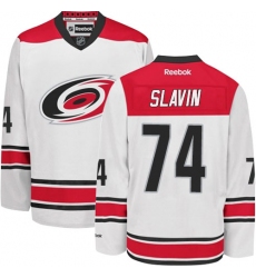 Men's Reebok Carolina Hurricanes #74 Jaccob Slavin Authentic White Away NHL Jersey