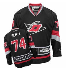Women's Reebok Carolina Hurricanes #74 Jaccob Slavin Authentic Black Third NHL Jersey