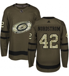 Men's Adidas Carolina Hurricanes #42 Joakim Nordstrom Premier Green Salute to Service NHL Jersey