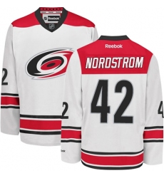 Women's Reebok Carolina Hurricanes #42 Joakim Nordstrom Authentic White Away NHL Jersey