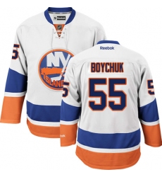 Men's Reebok New York Islanders #55 Johnny Boychuk Authentic White Away NHL Jersey
