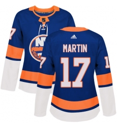 Women's Adidas New York Islanders #17 Matt Martin Authentic Royal Blue Home NHL Jersey