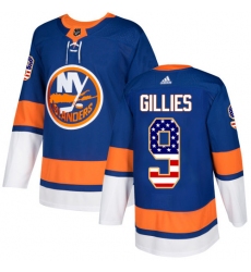 Men's Adidas New York Islanders #9 Clark Gillies Authentic Royal Blue USA Flag Fashion NHL Jersey