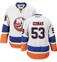 Youth Reebok New York Islanders #53 Casey Cizikas Authentic White Away NHL Jersey