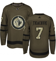Men's Adidas Winnipeg Jets #7 Keith Tkachuk Authentic Green Salute to Service NHL Jersey